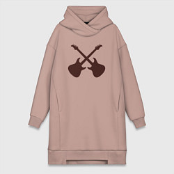 Женское худи-платье Guitars style, цвет: пыльно-розовый