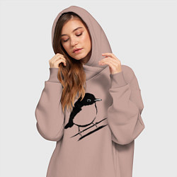 Женское худи-платье Птенец трафарет, цвет: пыльно-розовый — фото 2