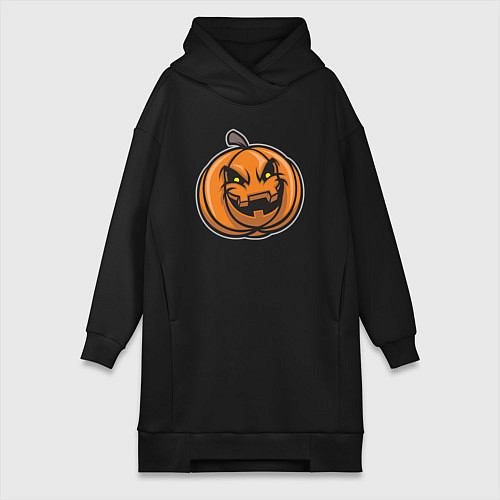 Женская толстовка-платье Pumpkin Halloween / Черный – фото 1