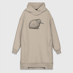 Женская толстовка-платье Птица киви сидит