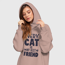 Женское худи-платье Every cat is my best friend, цвет: пыльно-розовый — фото 2