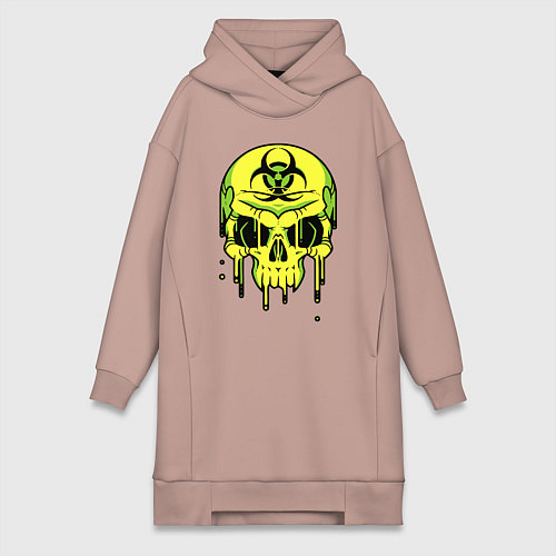 Женская толстовка-платье Biohazard skull / Пыльно-розовый – фото 1