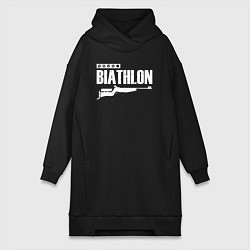 Женское худи-платье Biathlon - снайпер, цвет: черный