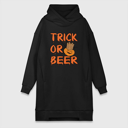 Женская толстовка-платье Trick or beer / Черный – фото 1