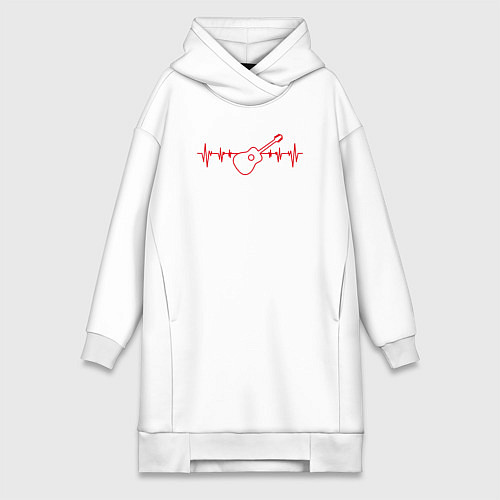 Женская толстовка-платье Пульс гитары / Белый – фото 1