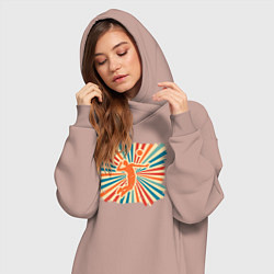 Женское худи-платье Лучи волейбола, цвет: пыльно-розовый — фото 2