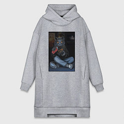 Женская толстовка-платье Кот - задрот