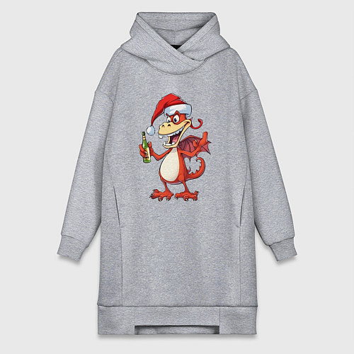 Женская толстовка-платье Новогодний дракон с шампанским / Меланж – фото 1