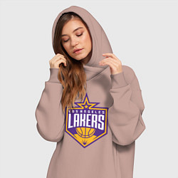 Женское худи-платье Los Angelas Lakers star, цвет: пыльно-розовый — фото 2