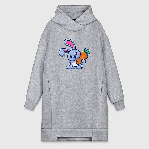 Женская толстовка-платье Весёлый зайчик с морковкой / Меланж – фото 1