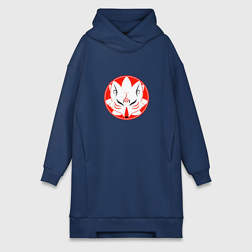 Женская толстовка-платье Маска японского демона-лиса / Тёмно-синий – фото 1