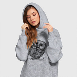 Женское худи-платье Совёнок гравюра, цвет: меланж — фото 2