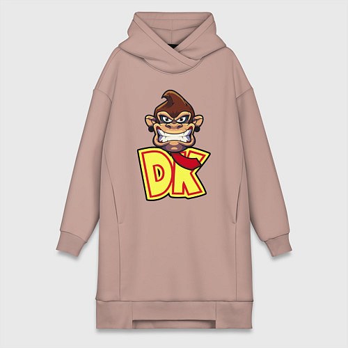 Женская толстовка-платье Donkey kong head / Пыльно-розовый – фото 1