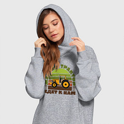 Женское худи-платье Желтый трактор едет к нам, цвет: меланж — фото 2