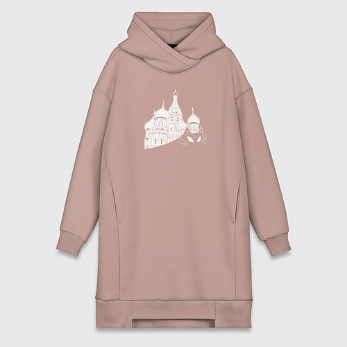 Женская толстовка-платье Кот Бегемот Мастер и Маргарита / Пыльно-розовый – фото 1