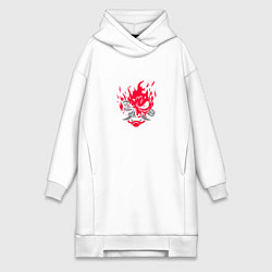 Женское худи-платье Логотип Samurai Cyberpunk 2077, цвет: белый