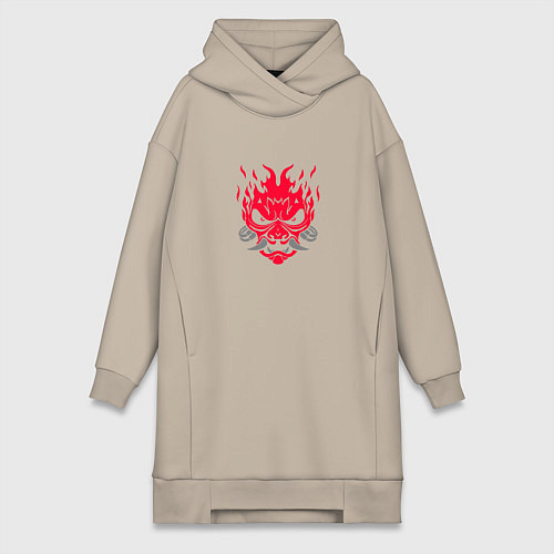 Женская толстовка-платье Логотип Samurai Cyberpunk 2077 - симметричный / Миндальный – фото 1