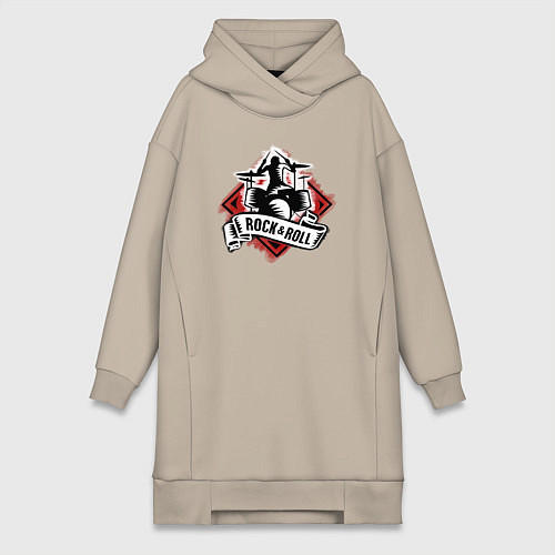 Женская толстовка-платье Барабанщик Рокнрол / Миндальный – фото 1