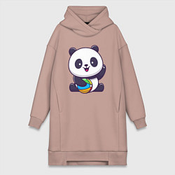 Женское худи-платье Панда с мячиком, цвет: пыльно-розовый