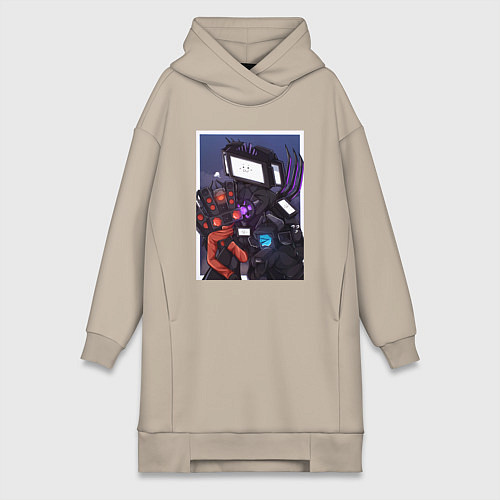 Женская толстовка-платье ТВ Мен со Спикерменом и Камераменом / Миндальный – фото 1