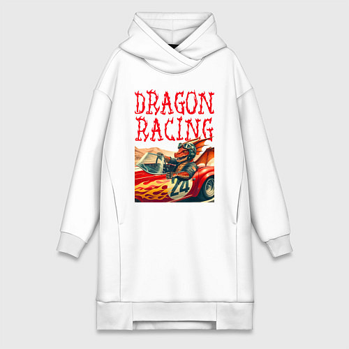 Женская толстовка-платье Dragon cool racer - ai art / Белый – фото 1