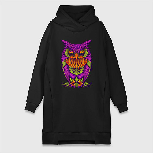 Женская толстовка-платье Purple owl / Черный – фото 1