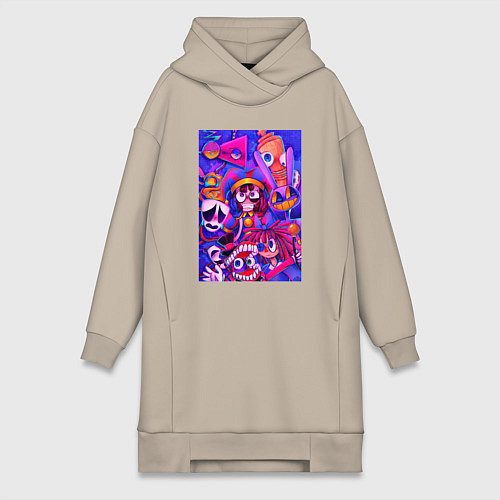 Женская толстовка-платье Удивительный цифровой цирк art / Миндальный – фото 1