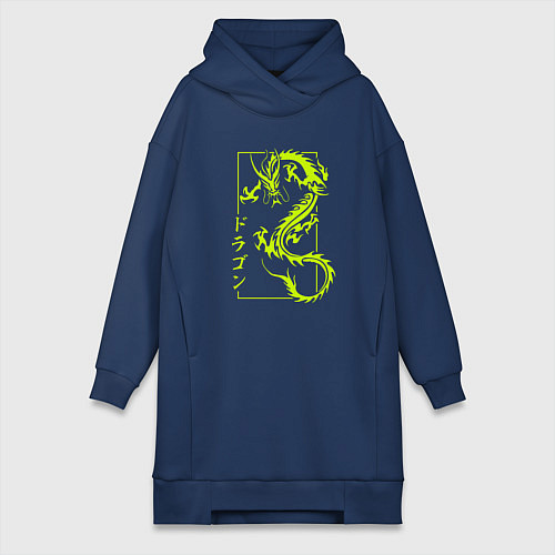 Женская толстовка-платье Тату с драконом / Тёмно-синий – фото 1