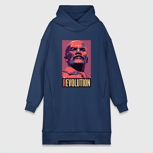 Женская толстовка-платье Lenin revolution / Тёмно-синий – фото 1