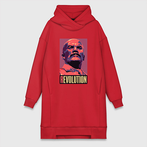 Женская толстовка-платье Lenin revolution / Красный – фото 1