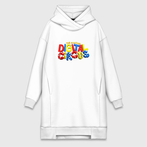 Женская толстовка-платье Удивительный цифровой цирк лого / Белый – фото 1