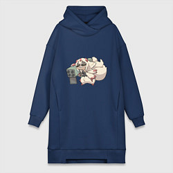 Женское худи-платье Опасная Фапута, цвет: тёмно-синий