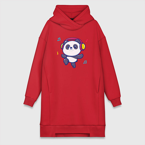 Женская толстовка-платье Music panda / Красный – фото 1