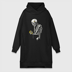 Женское худи-платье Skeletor music, цвет: черный