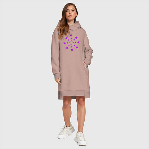 Женская толстовка-платье Фиолетовые звёзды кружево / Пыльно-розовый – фото 4