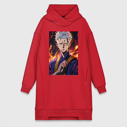 Женская толстовка-платье Satoru Gojo магическая битва / Красный – фото 1