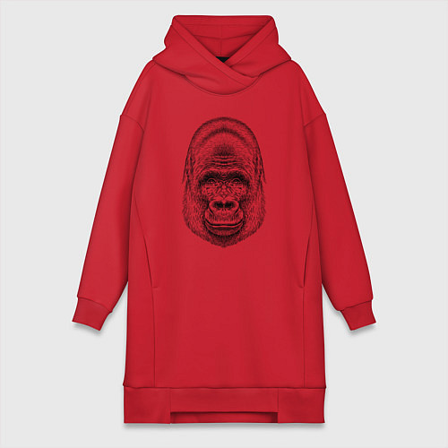 Женская толстовка-платье Голова весёлой гориллы / Красный – фото 1