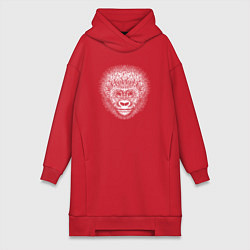 Женское худи-платье Морда детеныша гориллы, цвет: красный