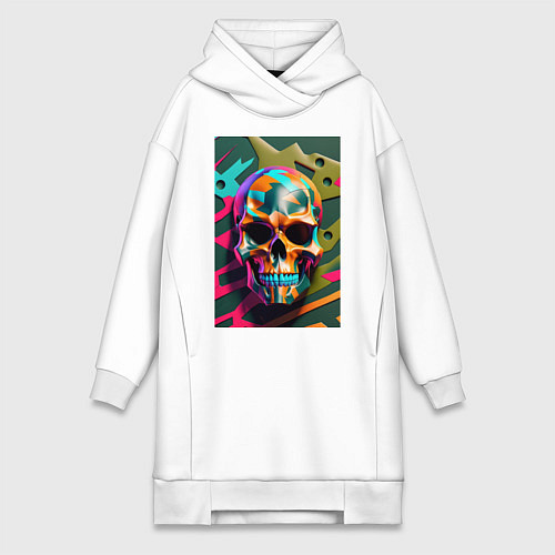 Женская толстовка-платье Камуфляжный череп / Белый – фото 1