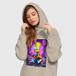Женское худи-платье Bart Simpson - cool gamer, цвет: миндальный — фото 2