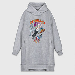 Женское худи-платье Футурама в космосе, цвет: меланж