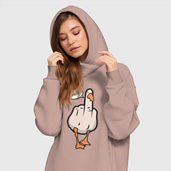 Женское худи-платье Duck you - фак ю, цвет: пыльно-розовый — фото 2