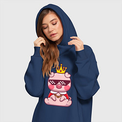 Женское худи-платье Царь поросёнок, цвет: тёмно-синий — фото 2