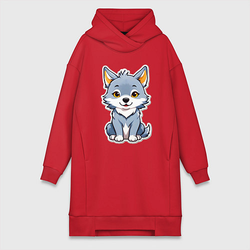 Женская толстовка-платье Добрый волченок / Красный – фото 1