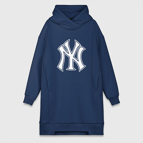 Женская толстовка-платье New York yankees - baseball logo / Тёмно-синий – фото 1