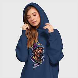 Женское худи-платье Snoop dogg head, цвет: тёмно-синий — фото 2