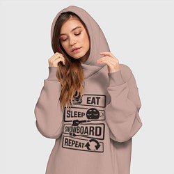 Женское худи-платье Есть спать сноуборд, цвет: пыльно-розовый — фото 2
