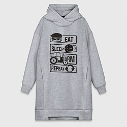 Женское худи-платье Есть спать ферма, цвет: меланж