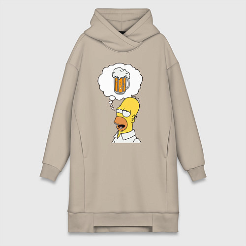 Женская толстовка-платье Пивной Гомер / Миндальный – фото 1