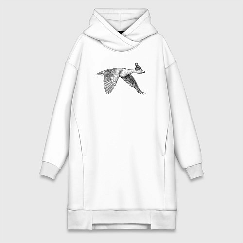 Женская толстовка-платье Гусь летит на юг / Белый – фото 1